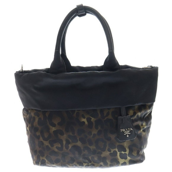Prada handbag nylon black leopard Shoulder Bag - Picture 1 of 6